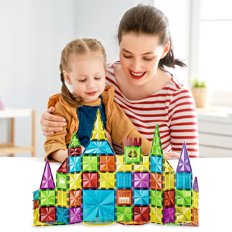 3D Construction Magnet Building Block Sets Educational DIY Plastic Tiles ABS Magnetic Tiles for Kids Certified by ASTM EN71 CPC