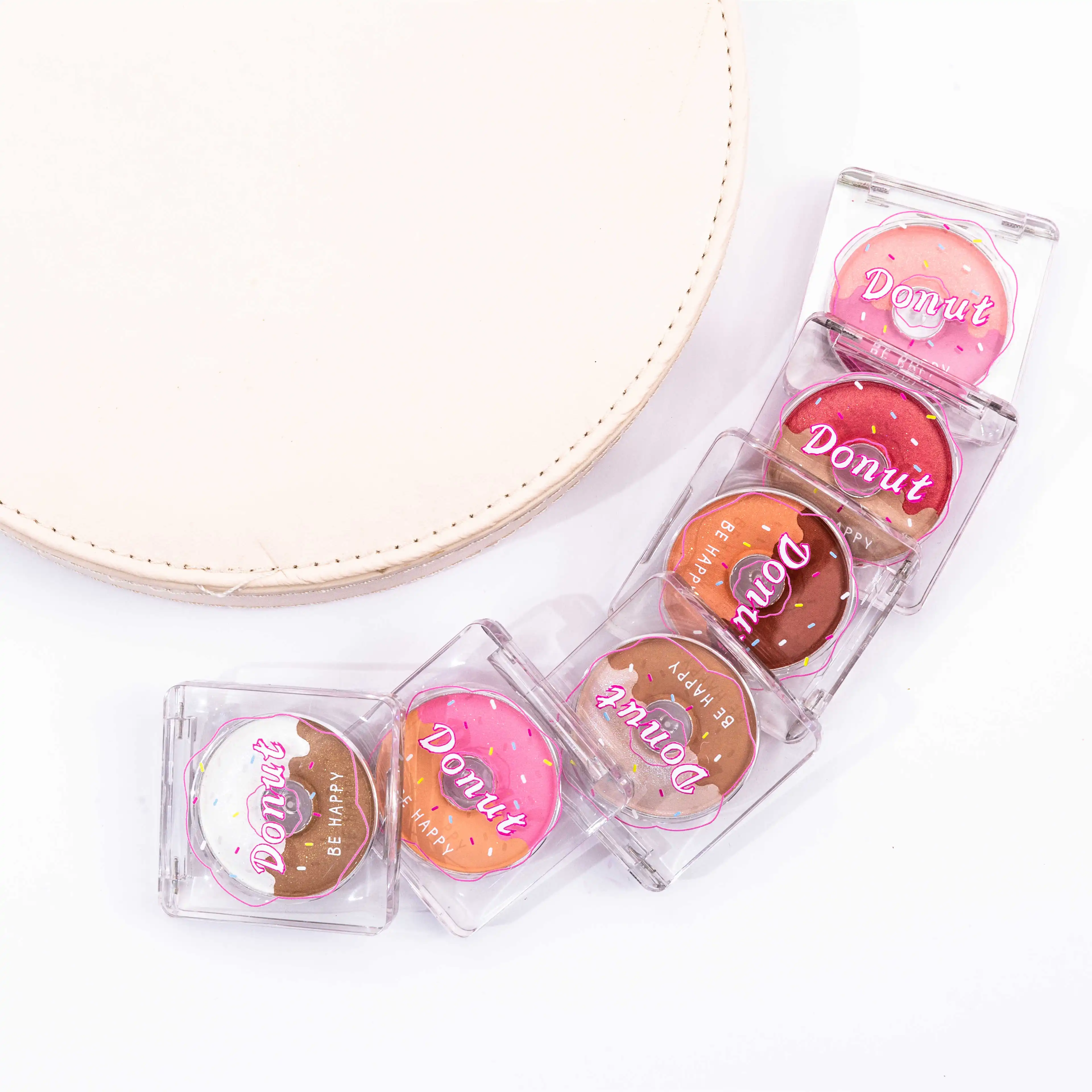 Многофункциональная акриловая Палитра с милым пончиком, тени для век, хайлайтер, Румяна для лица, OEM для девочек