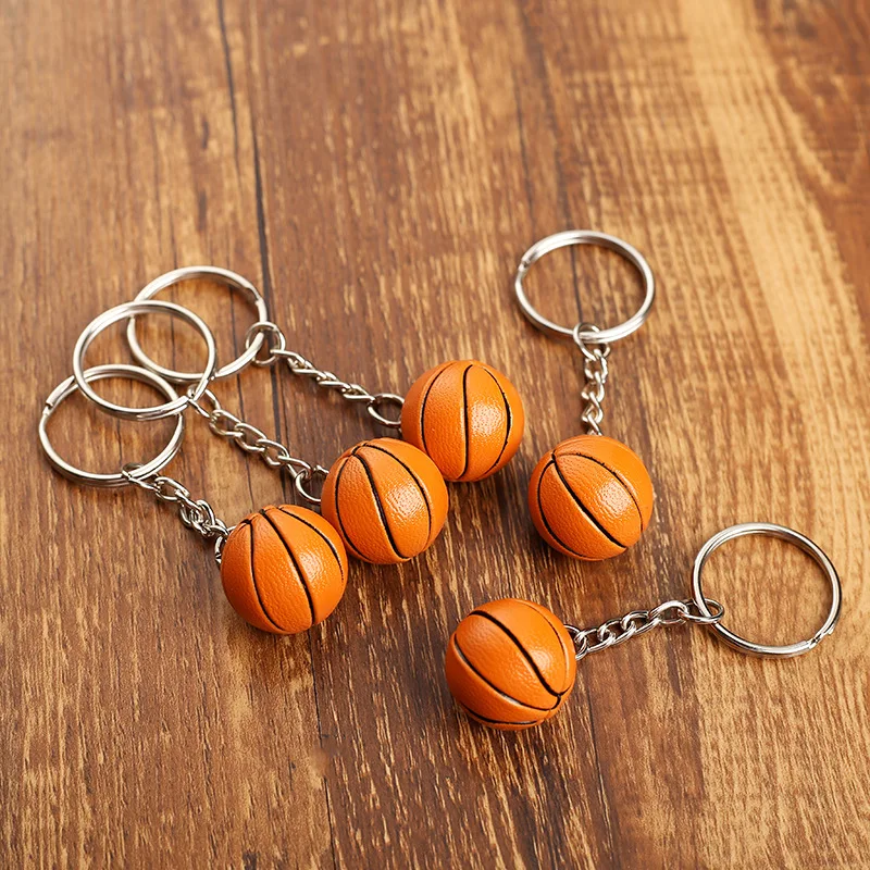 Cheap Factory Mini 3D PVC Sports Footy Baseball Keychains Car Accessories KeyRing Bag Decoration NBA Basketball Ball Keychain
