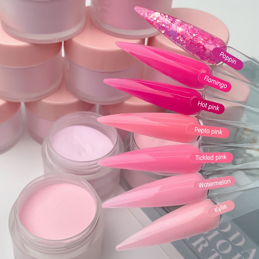 Buttery Acrylic Dipping Nail Powder Set High Pigment Pink Smooth Slow Drying Acrylic Powder 30g