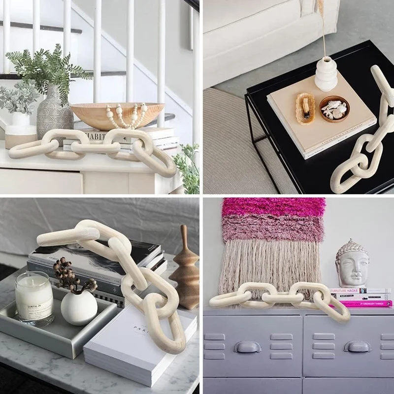 Decorative Wood Link Chain ,Farmhouse Aesthetic Wooden, Wooden Rustic Country Chain Decor