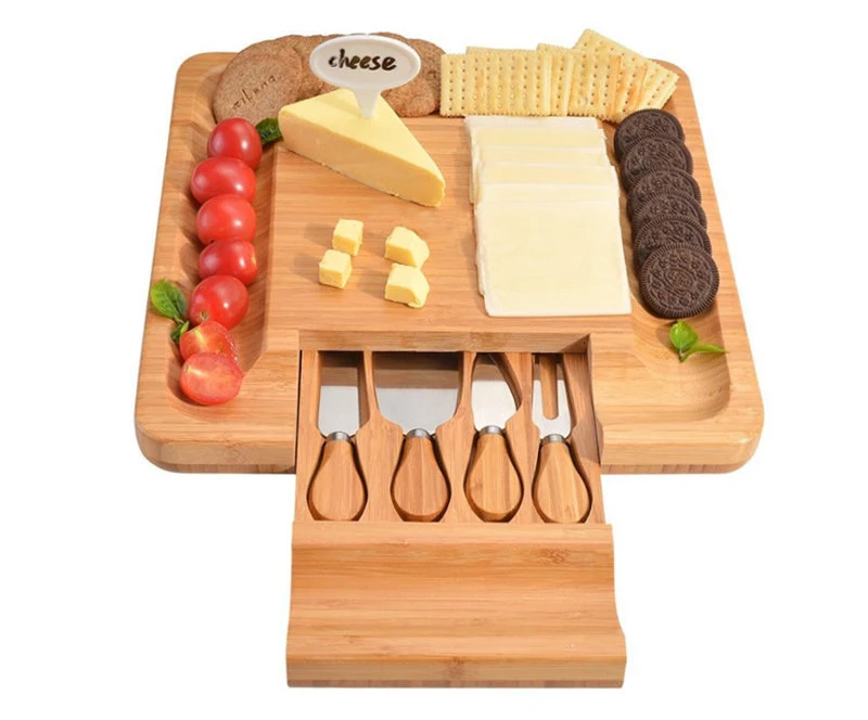 CL342 4pcs/set Stainless Steel Cheese Knives Oak Handle Cutter Board Butter Spatula Kitchen Wooden
