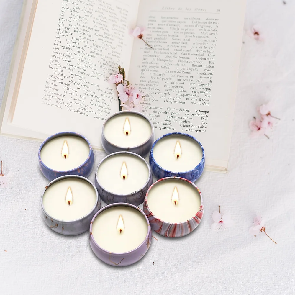 Wholesale 2.5 oz Metal Tins Jar Candle Luxury Gift Set Aroma Soy Wax Scented Candles
