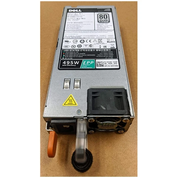 Блок питания с горячим разъемом Dell, блок питания с горячим разъемом (1 + 0), 495 Вт для сервера R730XD R740 T440 R640 T340