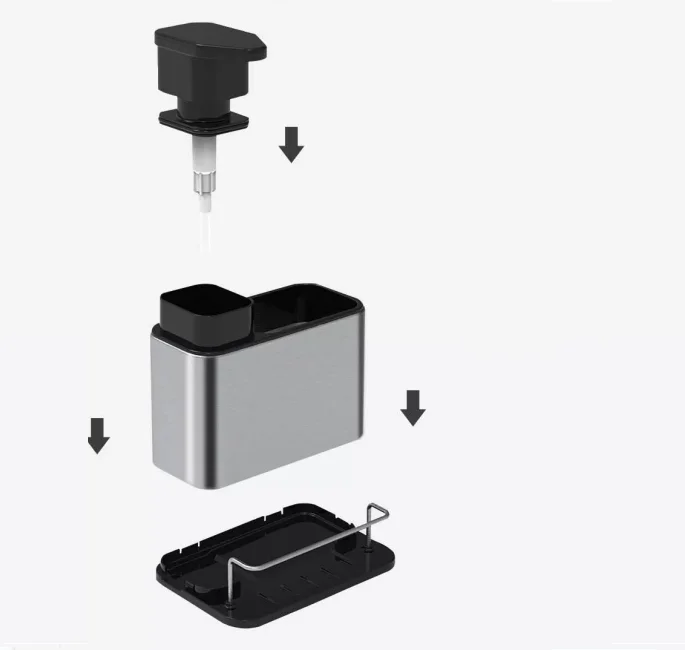 3 in 1 Multifunctional Kitchen Drain Storage Stainless Steel Metal Cleanser Soap Dispenser Sponge Brush Organizer sink caddy