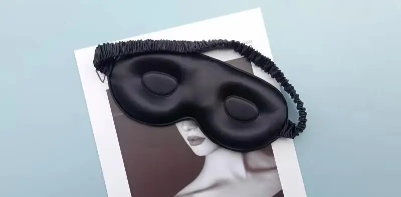 J062 new model 100% real silk eye mask,3D silk  sleeping eye patch ,black eye patch for men and women