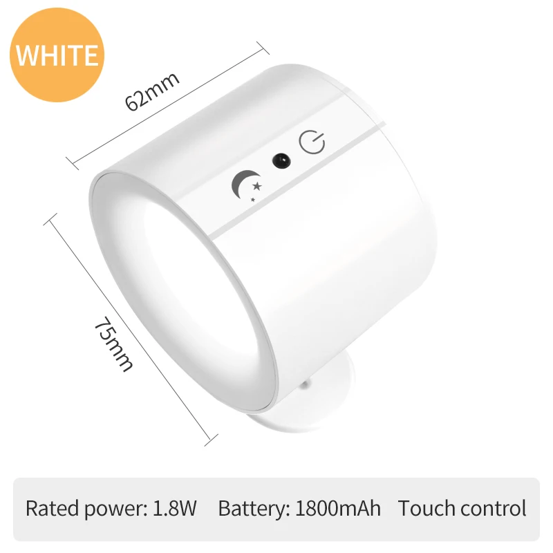 Smart LED Wall Sconces up and down Wall Mounted Lamp Ambiance Rechargeable Battery Operated Wall Light for Reading Bedside