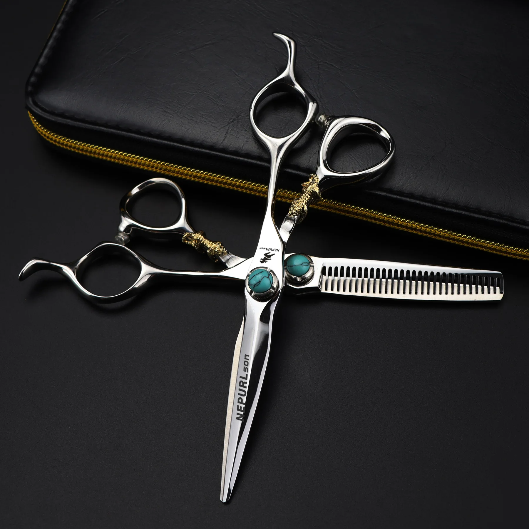 6.0 inch New Fashion Professional Design Beauty Barber Scissors Flat Scissors tooth Hair scissors