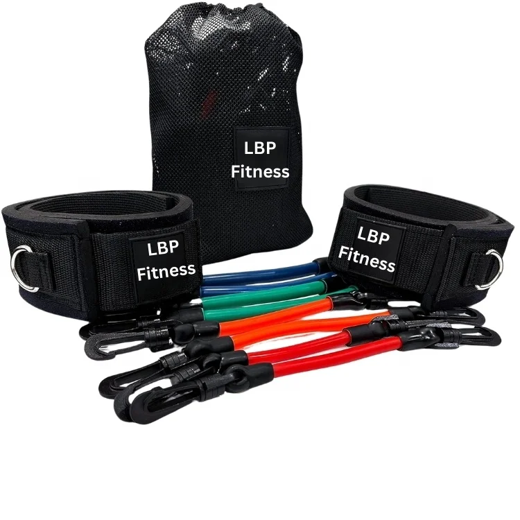 Resistance Band leg trainer With 2 Padded Ankle Straps Made With Heavy Latex Rubber Leg Resistance Bands