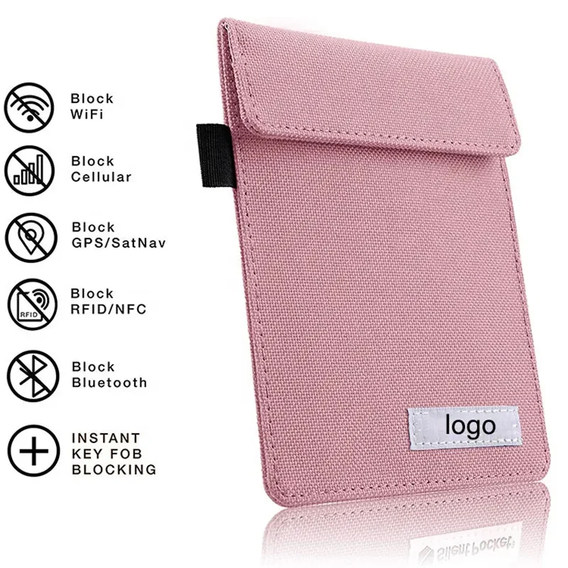 Nylon fabric wifi/gsm/lte/nfc/rf Signal Blocking Faraday Key Fob Case wallet card holder Faraday Bag For mobile Phone.