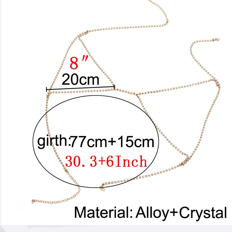  2021 trendy women Shiny Rhinestone Body Chain Sexy crystal Chest