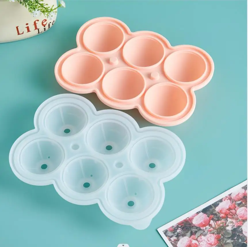 Non Stick Bpa Free 6 Cavities Silicone Ice Ball Mold with Lid