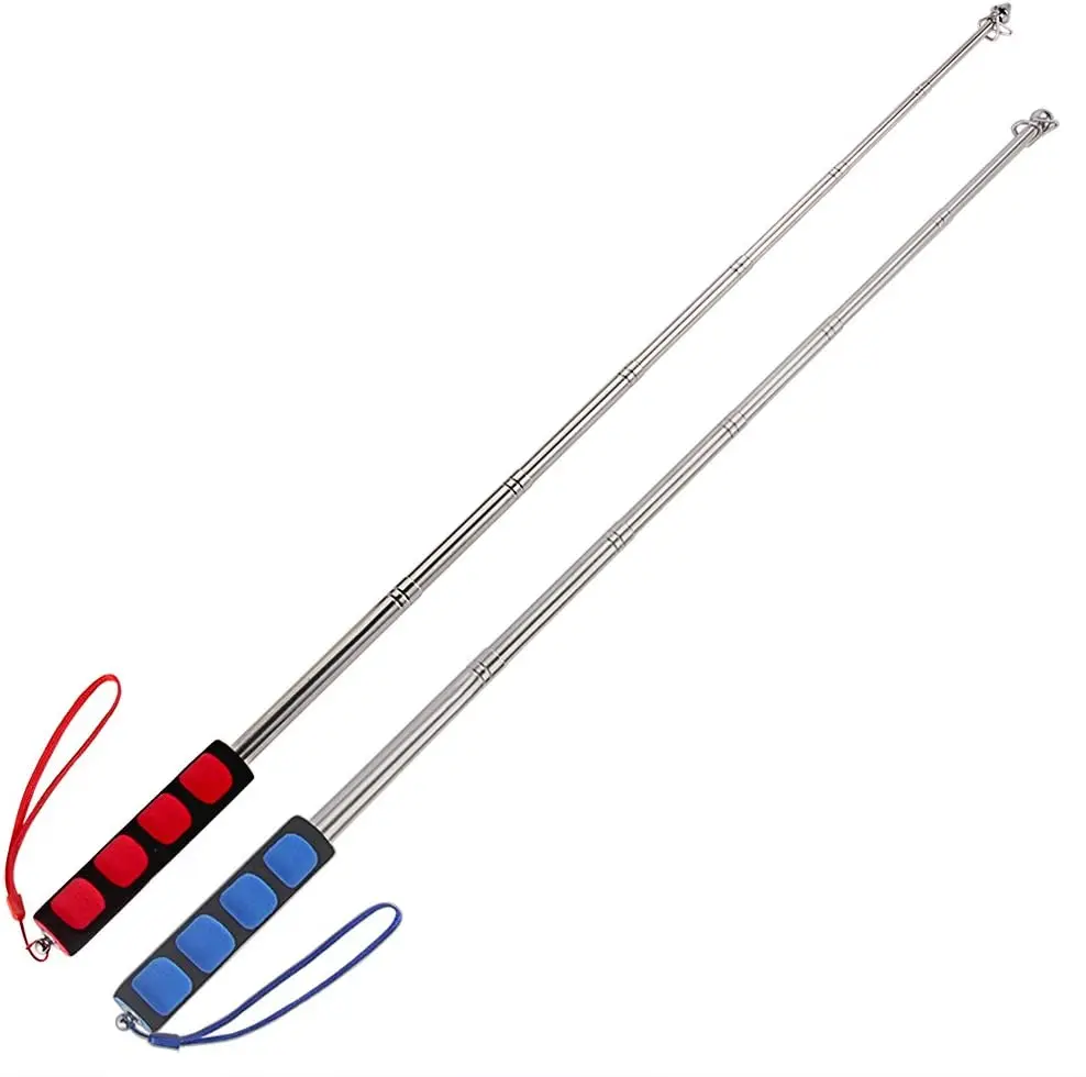 Wholesale portable colorful sponge handle telescopic flagpole, stainless steel tour guide hand adjustable flag pole