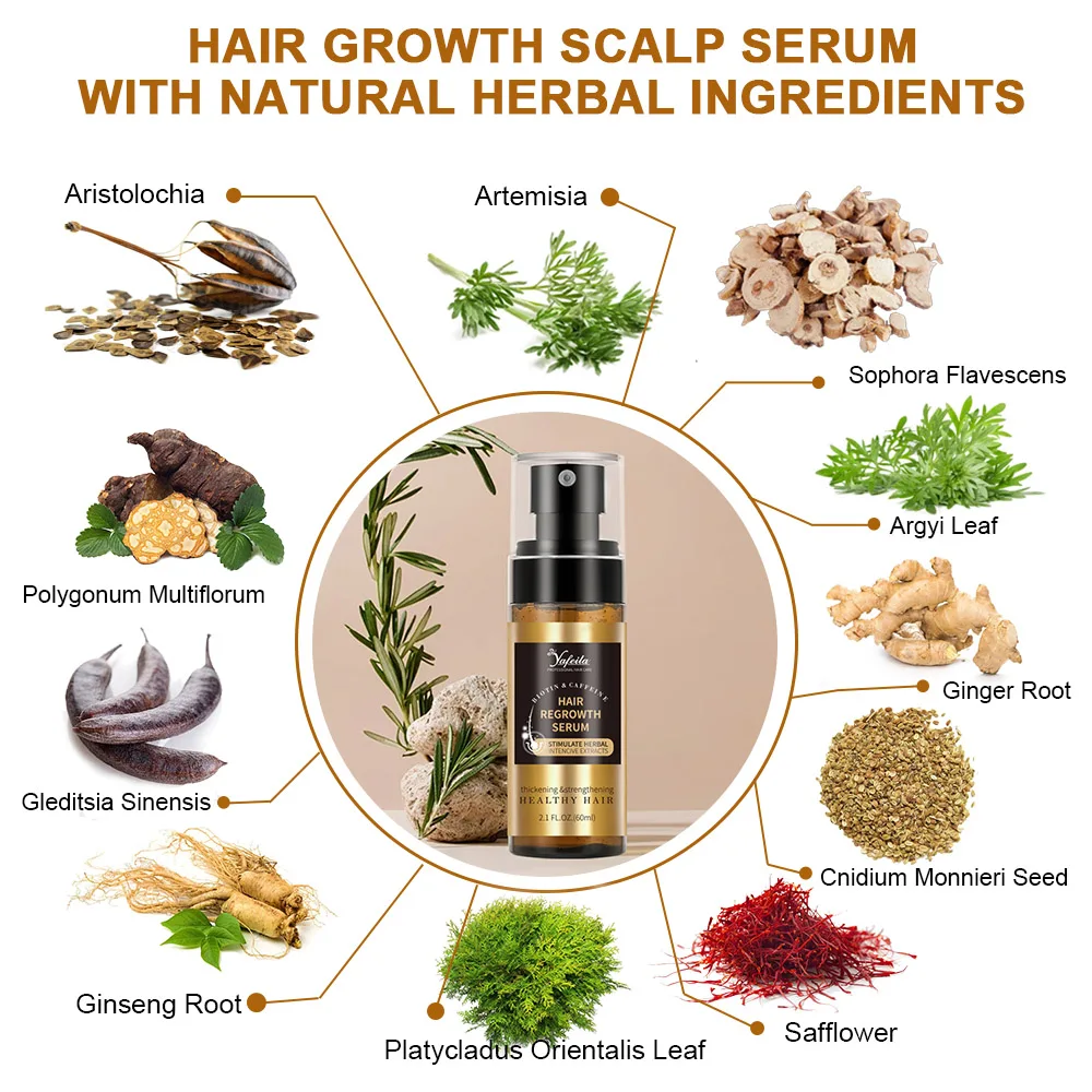 Factory Bulk 60ml Biotin Hair Growth Spray for Men and Women Fast Regrowth Treatment Serum to Stop Hair Loss