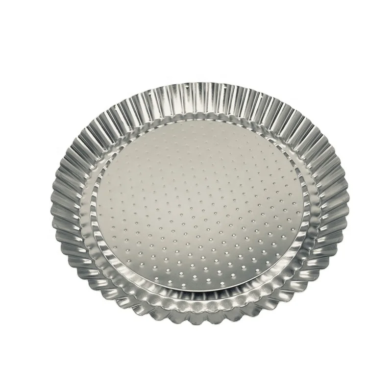 
11 дюймов Олово рифленая Киш Пицца Пан лоток с фиксированной нижней пирог Пан 
