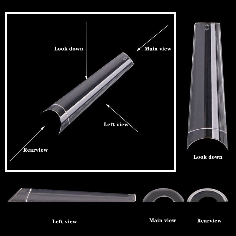 550 PCS 10 sizes 3XL Non C French Coffin Ballerina Nail Tips Acrylic Nails Artificial Half False Flake Nail Tips