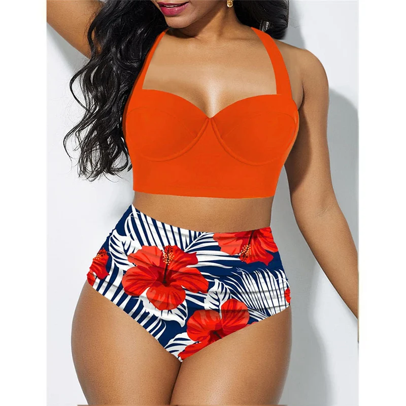 New Womens Padded Bra Push Up Bikini Set High Waisted Swimsuit Floral Bathing Suit Swimwear Summer Bathing Suit Beachwear