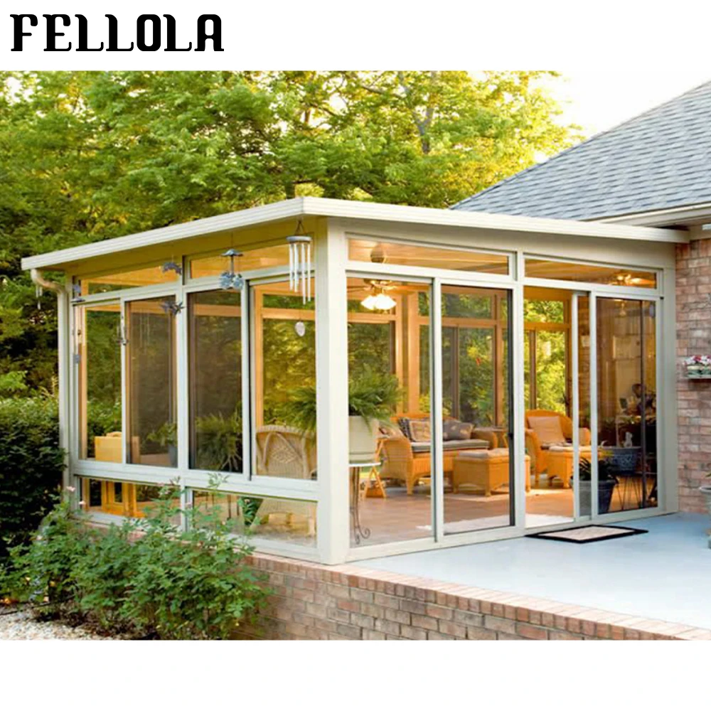 
Modern French Design Small 4 Season Glass Room Winter Garden House Aluminum Sunroom With Folding Door For Outdoor Backyard 