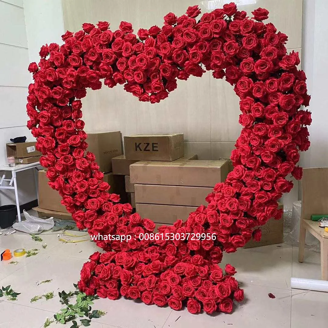 Wedding proposal decor mariage artificial Rose hydrangea heart shaped arch flowers for Decoration Wedding