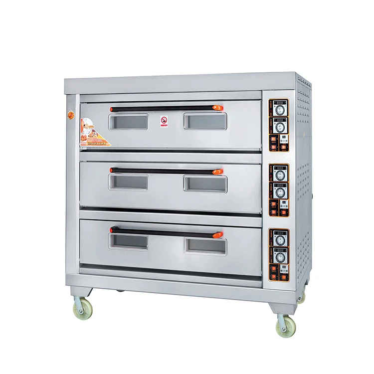 Stainless Steel 3 Deck 6 Trays Electric Bread Deck Oven Electric Bakery Machine With Steam