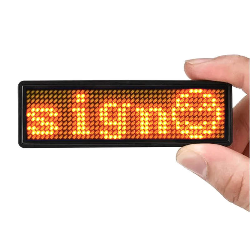 Restaurant party wearable rechargeable message light led light up flashing name badge with pin