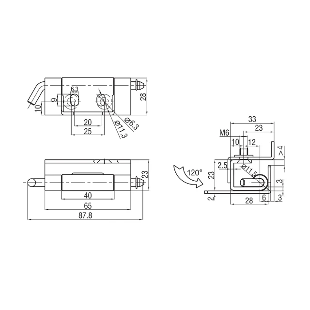 Professional Zinc Alloy 270 Degree Steel Door Concealed Hinge Industrial Hinge with Galvanized Finish Boxed