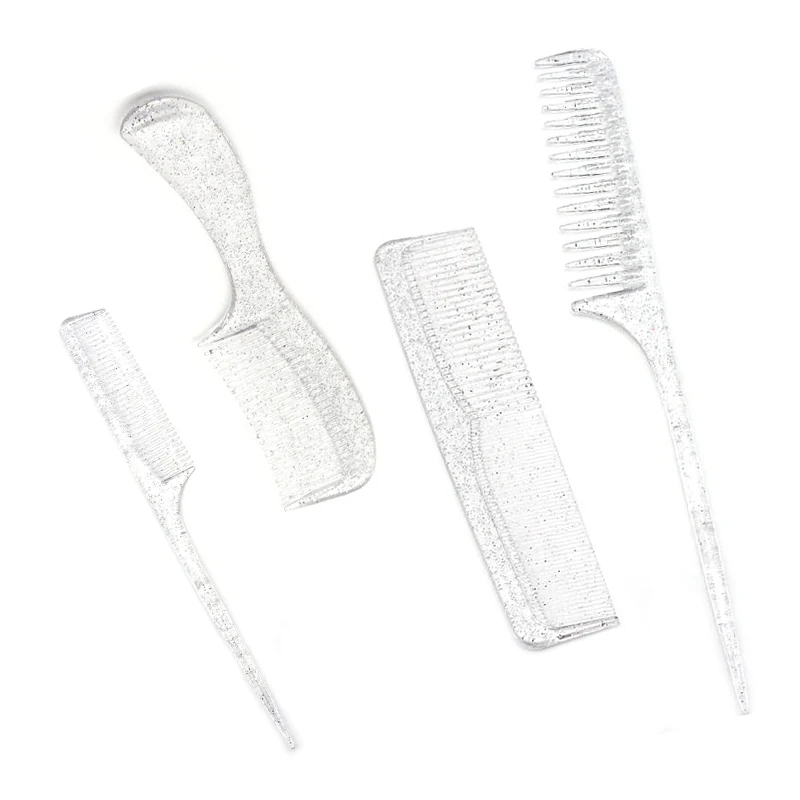 Factory Wholesale Transparent Glitter Powder Hair Comb Anti-slip Hair Straightener Comb Professional Comb Set