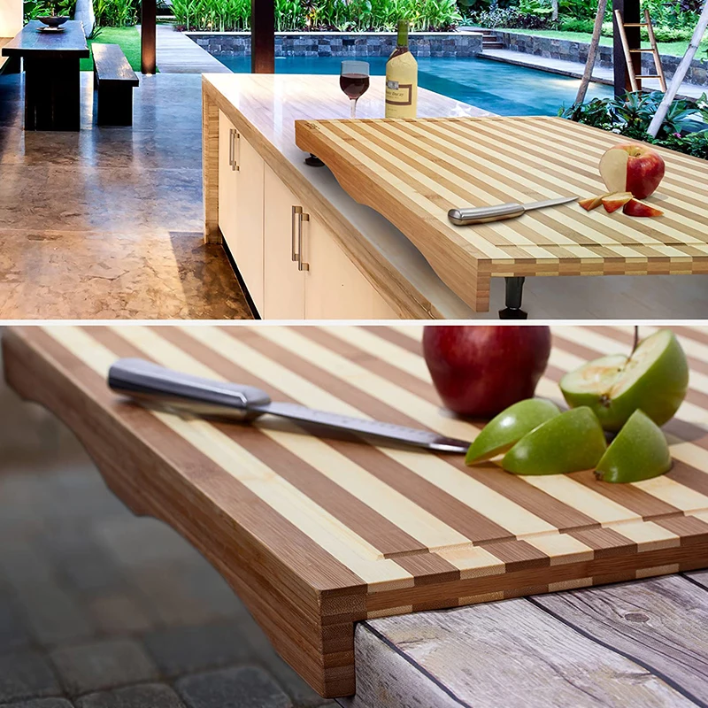 Bamboo stove cover and countertop cutting board, dual-purpose cutting board with adjustable legs, electric stove burner