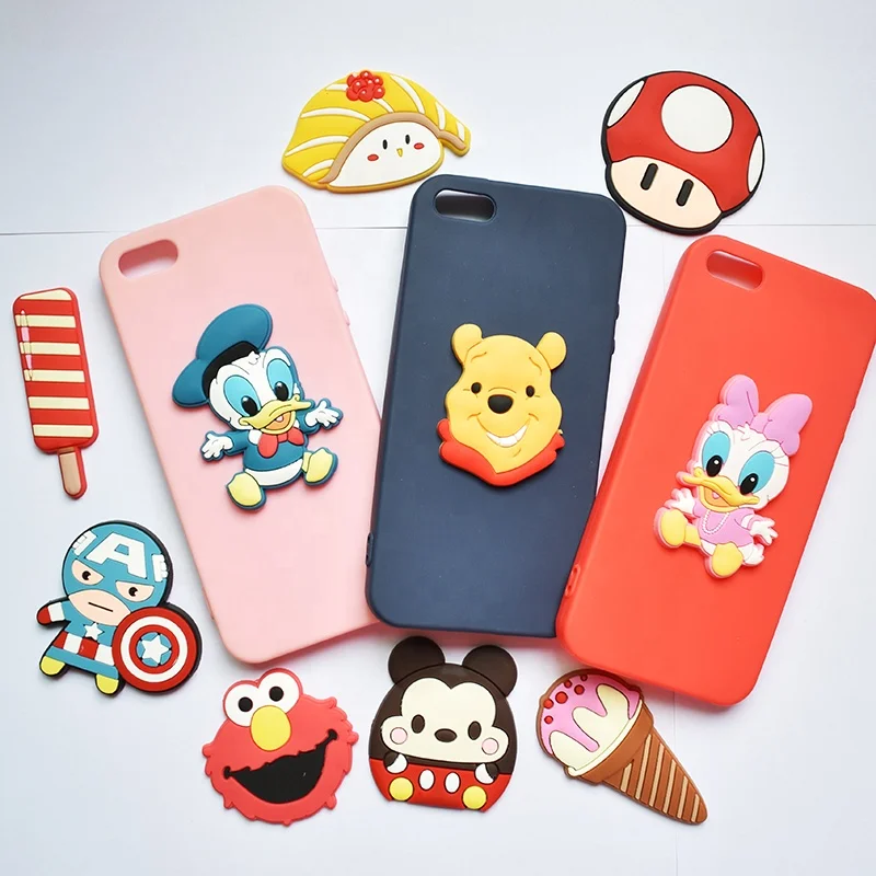 2020 cheapest price customized character pvc silicone Cartoon design  mobile cell phone holders DIY Accessories