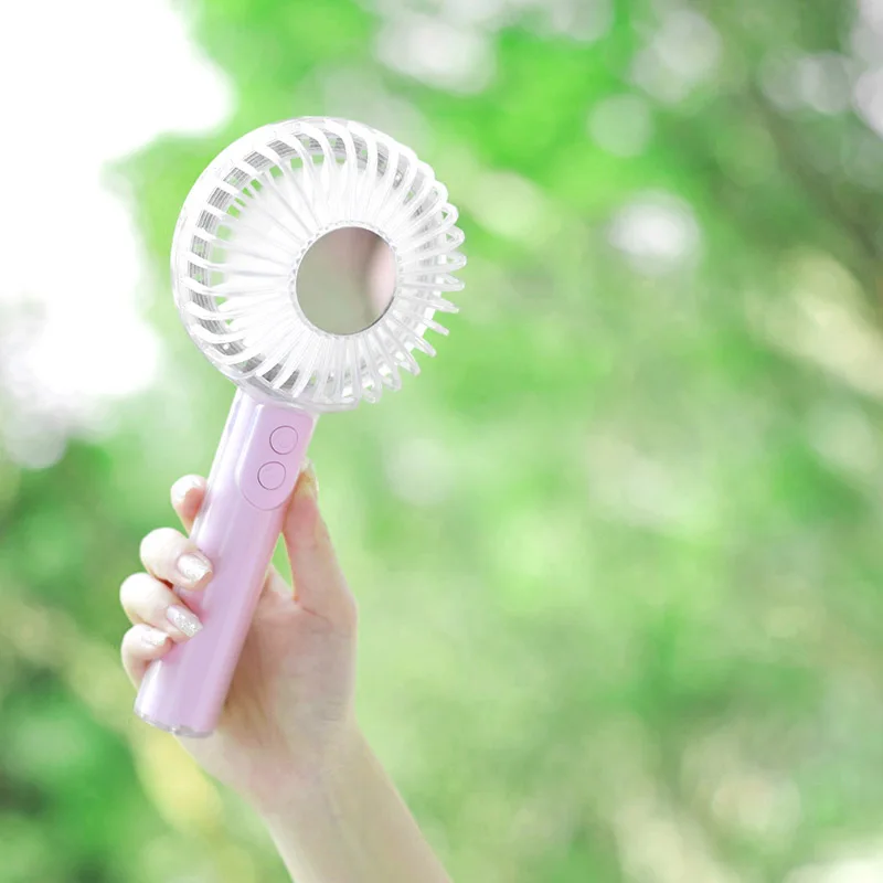 Новый продукт ручной хрустальный вентилятор зеркало для макияжа светодиодный мини-вентилятор с держателем телефона