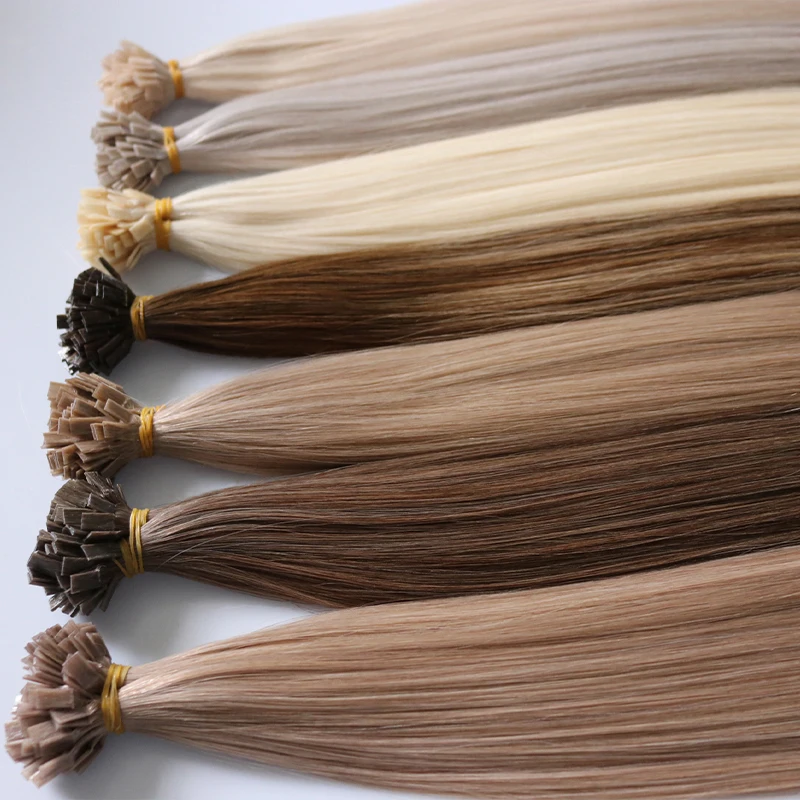 Wholesale Hot sale Russian Real Human Hair Extension Flat Tip Hair Remy Pre Bonded Hair Extensions