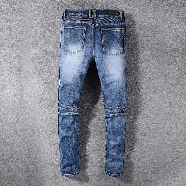 Fashion side stripe mens denim jeans dropshipping stock funky blue jeans for man