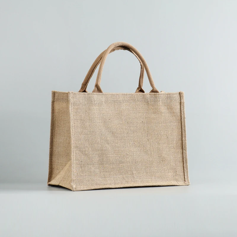 Custom Logo Eco Friendly Burlap Reusable Linen Beach Hessian Shopping Tote Jute Bag