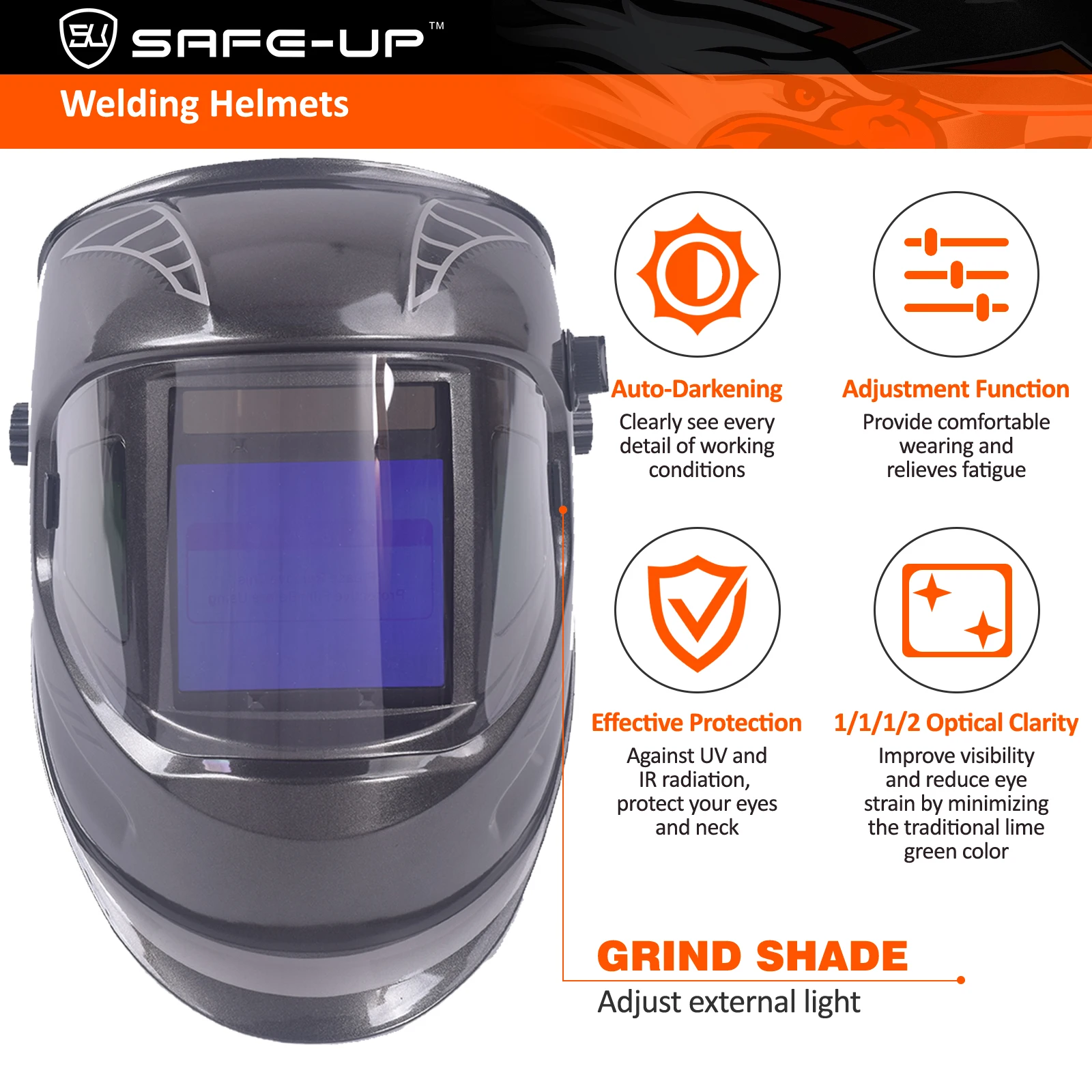 Custom large view size 4 sensors best quality iron man face eye protection auto darkening helmet