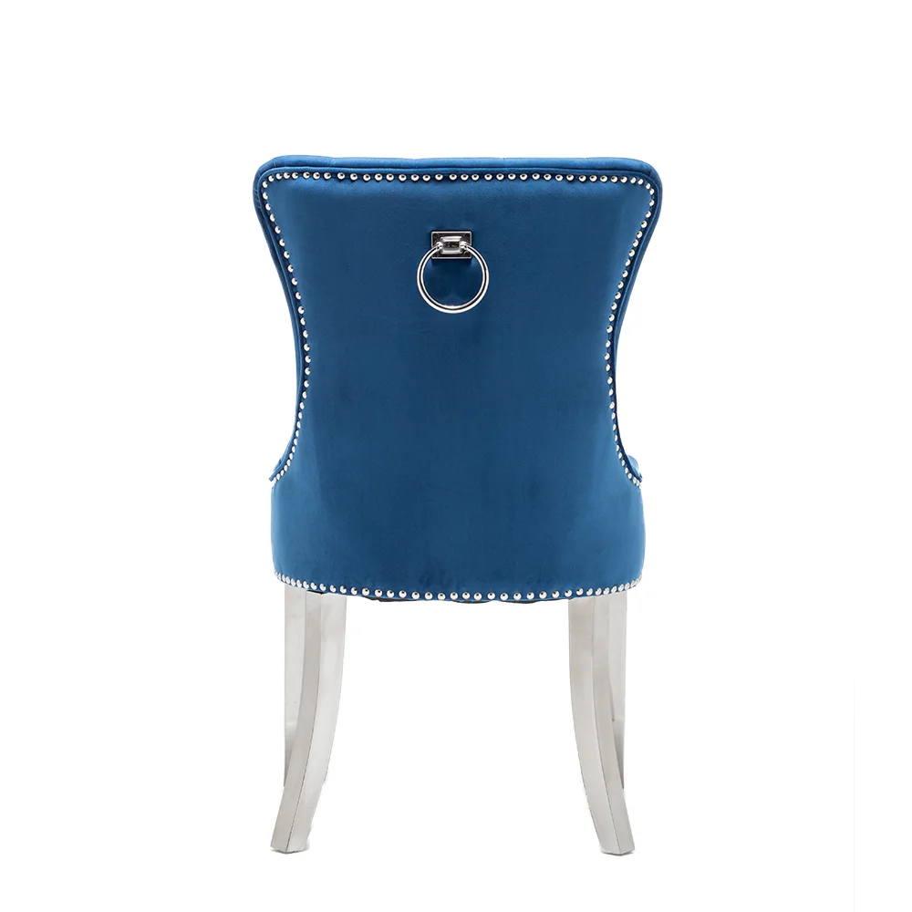 Hot Sales Gold Stainless Steel Restaurant Chair Velvet Upholster Rivet Dining Chair for Hotel Restaurant Home