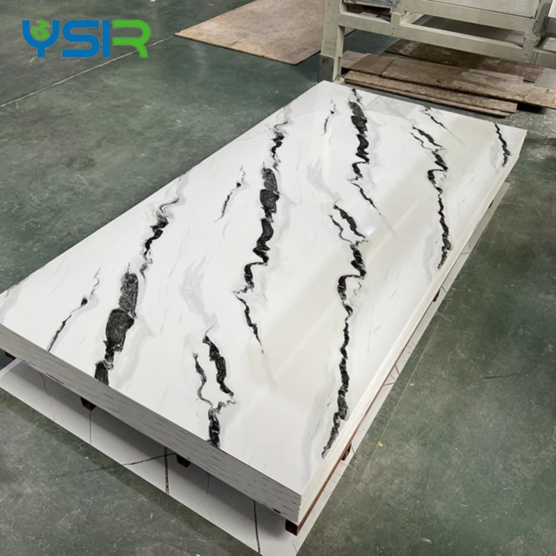 China Yansen stone powder PVC composite materials waterproof fire resistant flexible popular marble colors PVC UV marble sheet