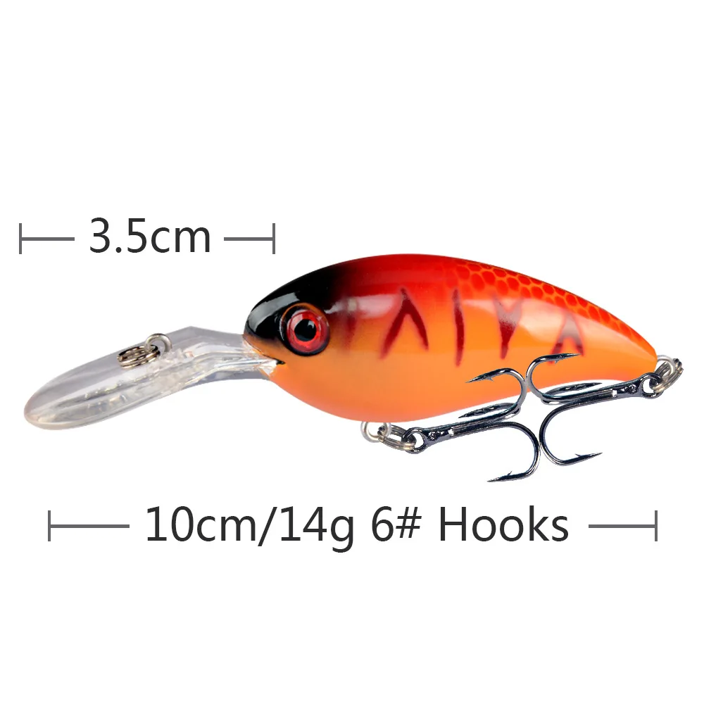 Jetshark Hot sale 10cm 14g 7 Colors  ABS Plastic 3D Lure Eyes Biomimetic Fishing lure Crank Lures