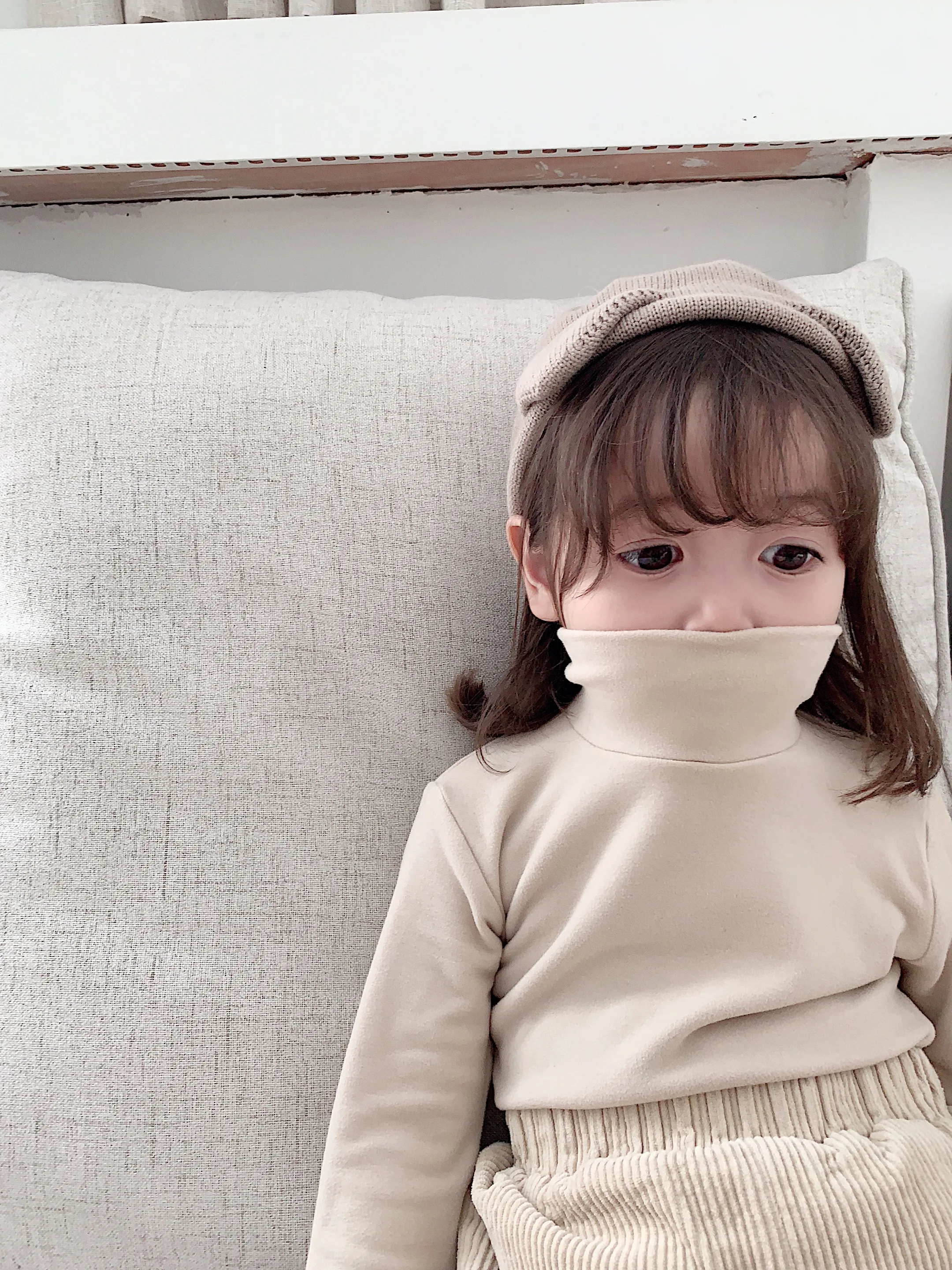 6115/Kids Long Sleeves Basic T Shirts Children Blank Plain T Shirts In Bulk For Custom  100% Cotton turtleneck t shirts