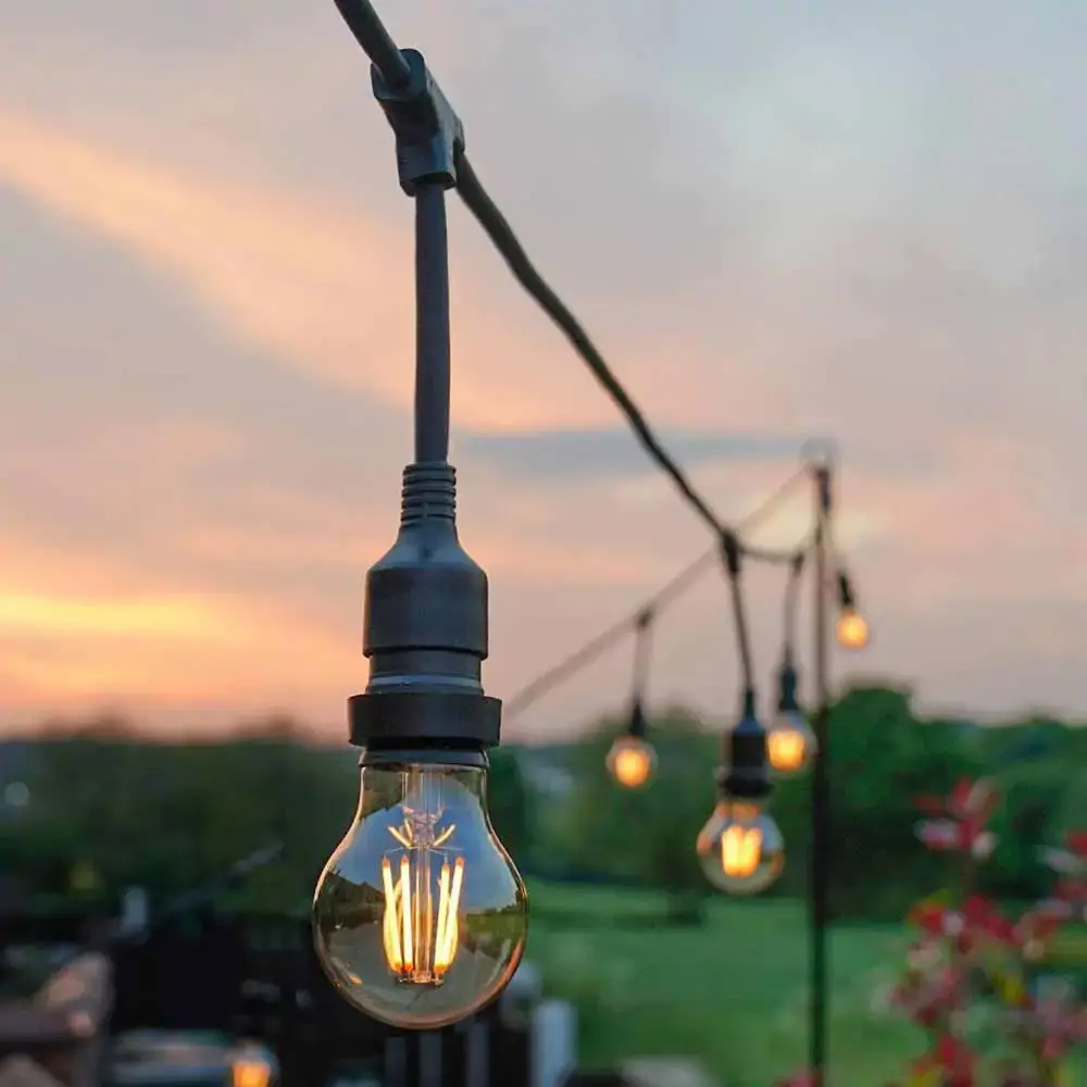 Supplier 48ft E27 Festoon Light Solar Holiday Garden Patio Cafe Decorative Waterproof Outdoor LED String Light