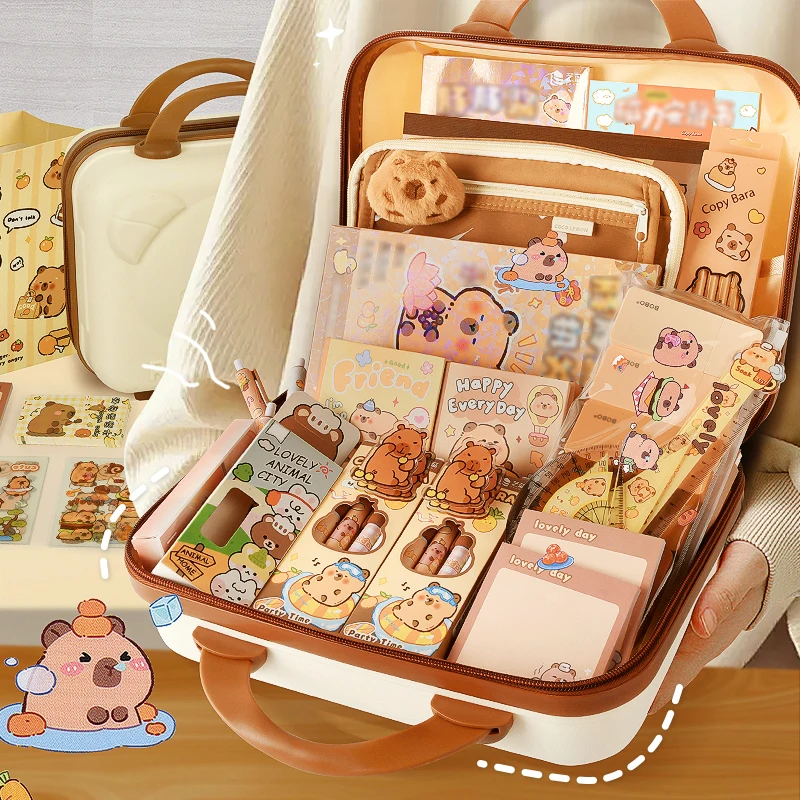 New Product For Kids Present Stationary Case Set Papelaria Fofa Utiles Escolares Capibara School Kit