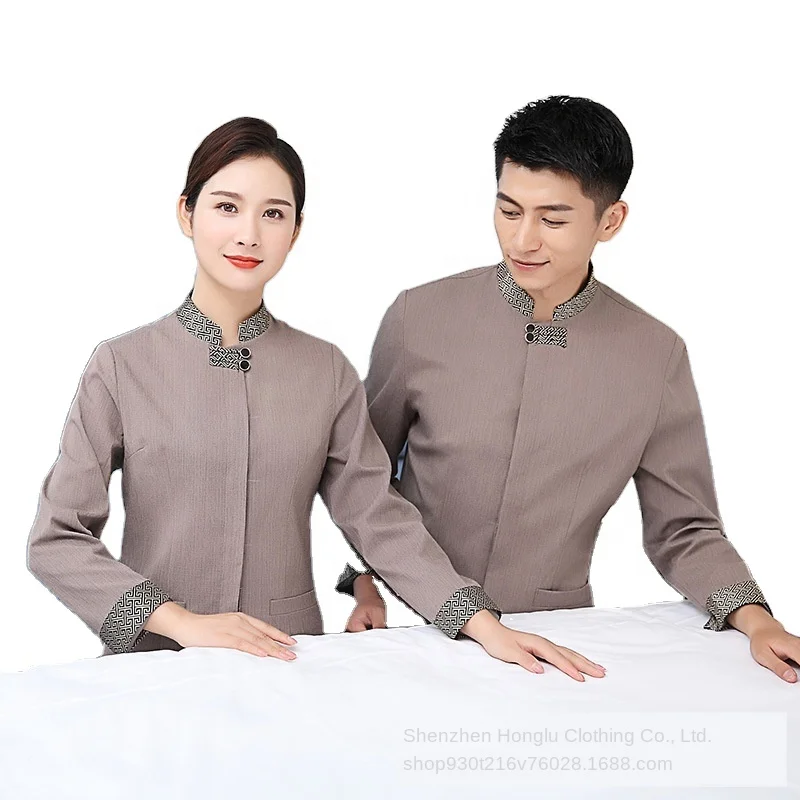 
Hotel Room Catering Waiter Cleaning Work Clothes Long Sleeve Autumn and Winter Clothes Property PA Cleaner Aunt Workwear Female 
