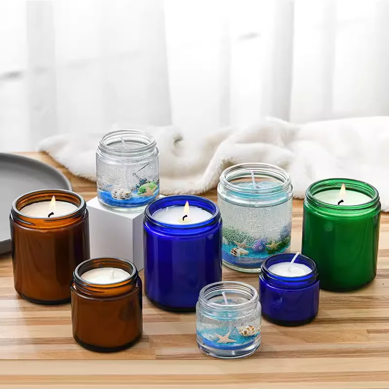 Wholesale Luxury Empty 8oz 500ml 100ml 250ml Storage Clear Amber Jar Glass Candle Jar Manufacturer for Candle With Metal Lid