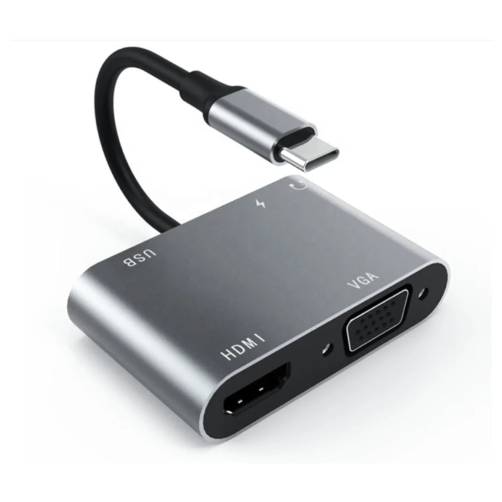 5 In 1 USB C to 4K HDMI VGA USB 3.0 and 3.5mm Audio PD Charging Hub for MacBook Pro and Nintendo Switch and Chromebook and more
