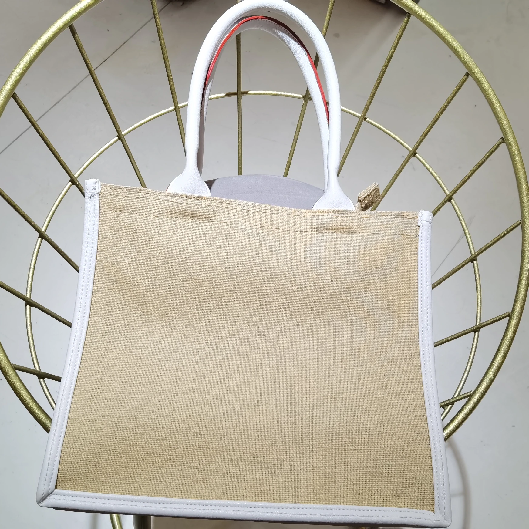 Yute Travel Handle Gift Shopping Product Tote Jute Handle Bag With Custom Printed Logo