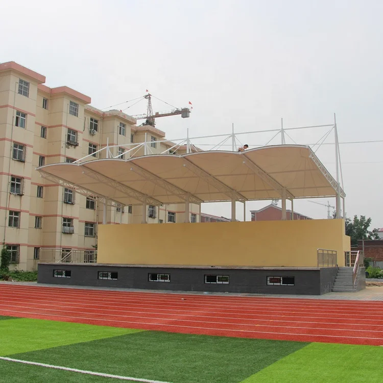 Covered PVDF tensile membrane structure sunshade canopy roof building for spectators stand