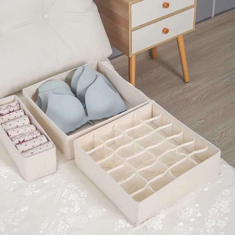 New Tianshan Cotton And Linen Storage Box Series For Clothes Socks Bra Jeans Pants