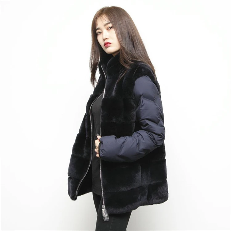 Wholesale Fall Winter Coats Fleece Windbreaker Weather Trekking Jackets Rex Down Coat With Sleeve