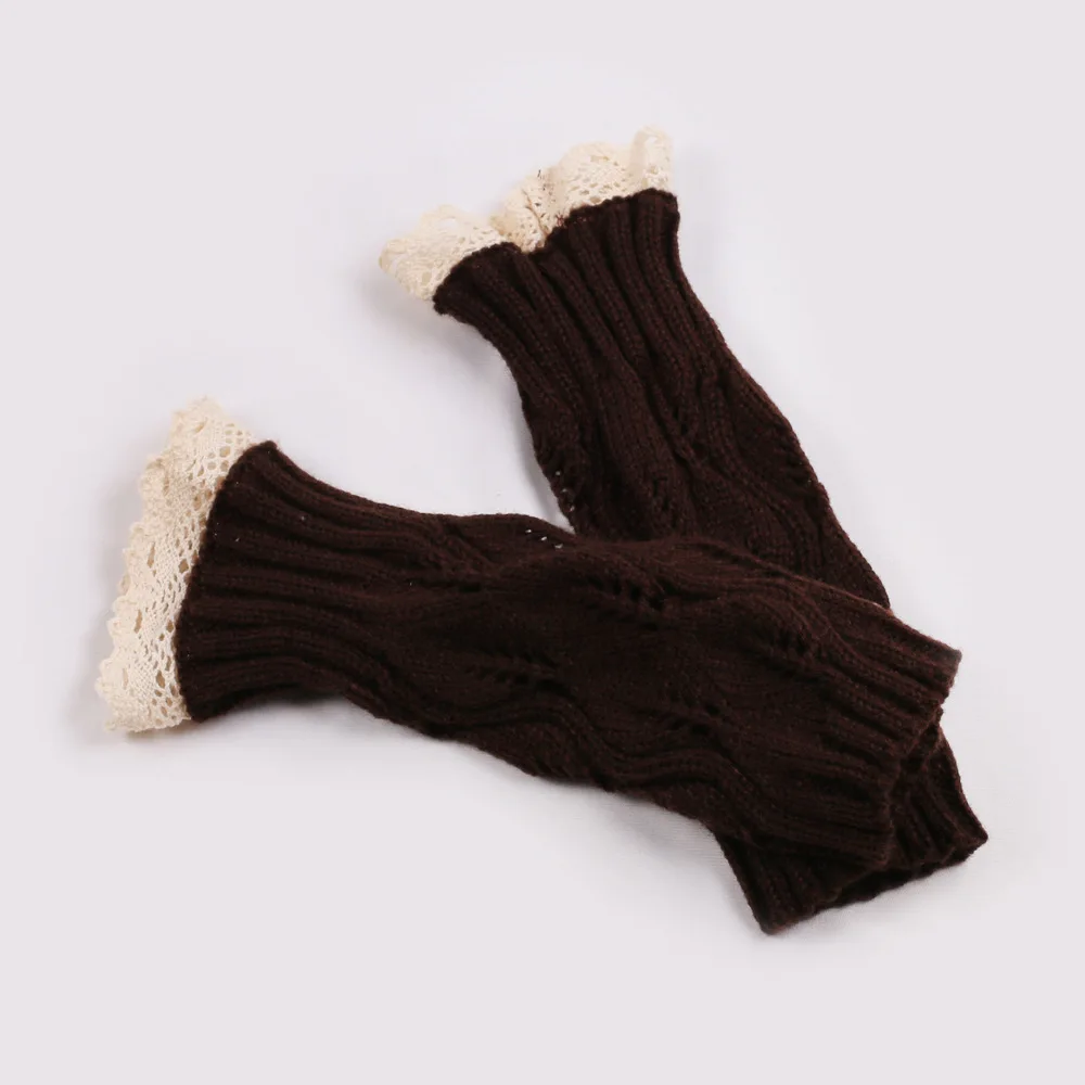 Autumn and winter new style acrylic knitted lace lotus leaf lace wrist sleeve