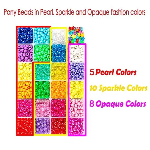 6*9mm Pony Beads Box Set Kit Barrel Beads For Kids Diy Bracelet Necklace Making Fashion Hair Pony Beads Accessories With String