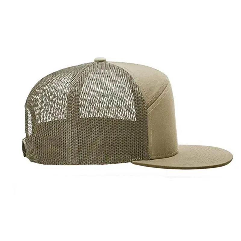 customized color hat Mens  trucker cap  seven 7 panel mesh cap snapback hat with 7 panel